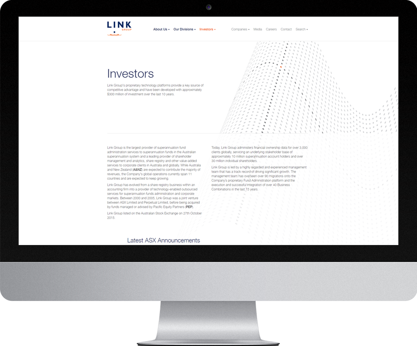 Link Group - Investor Relations website